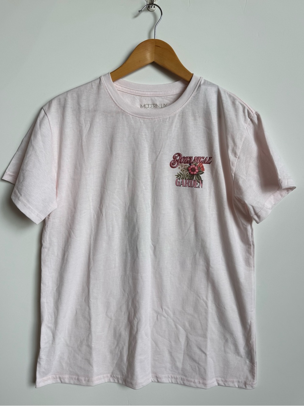 Modern Lux Light Pink Tee with floral graphics